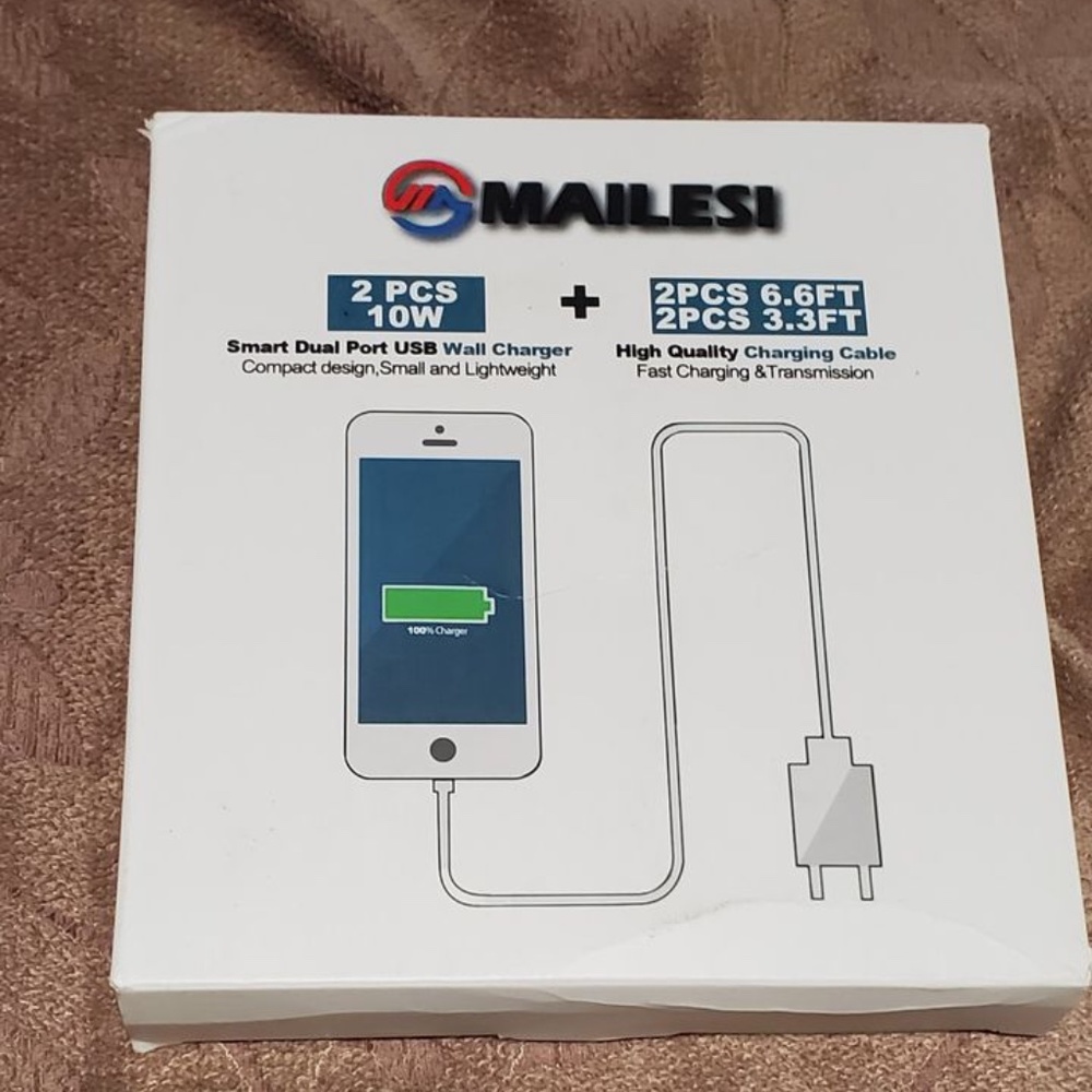 MAILESI 10W USB WALL CHARGER AND CHARGING CABLES